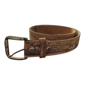Quicksilver 100% genuine leather Men's Tan Belt graphic desing size 38